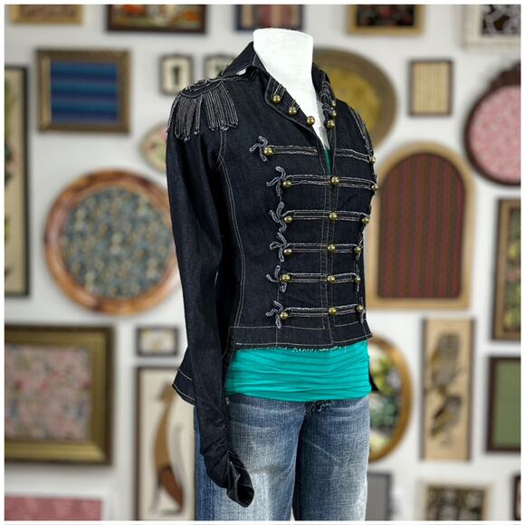 Byron Lars Beauty Mark Military Denim Jacket Womens Size 4 NWT Michael Jackson - Picture 2 of 12